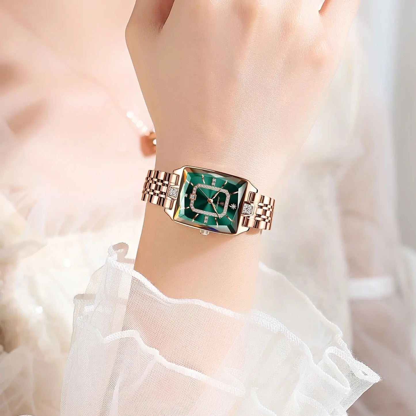 Women's Luxury High-Quality Quartz Watch – Waterproof Stainless Steel with Date Display + Gift Box