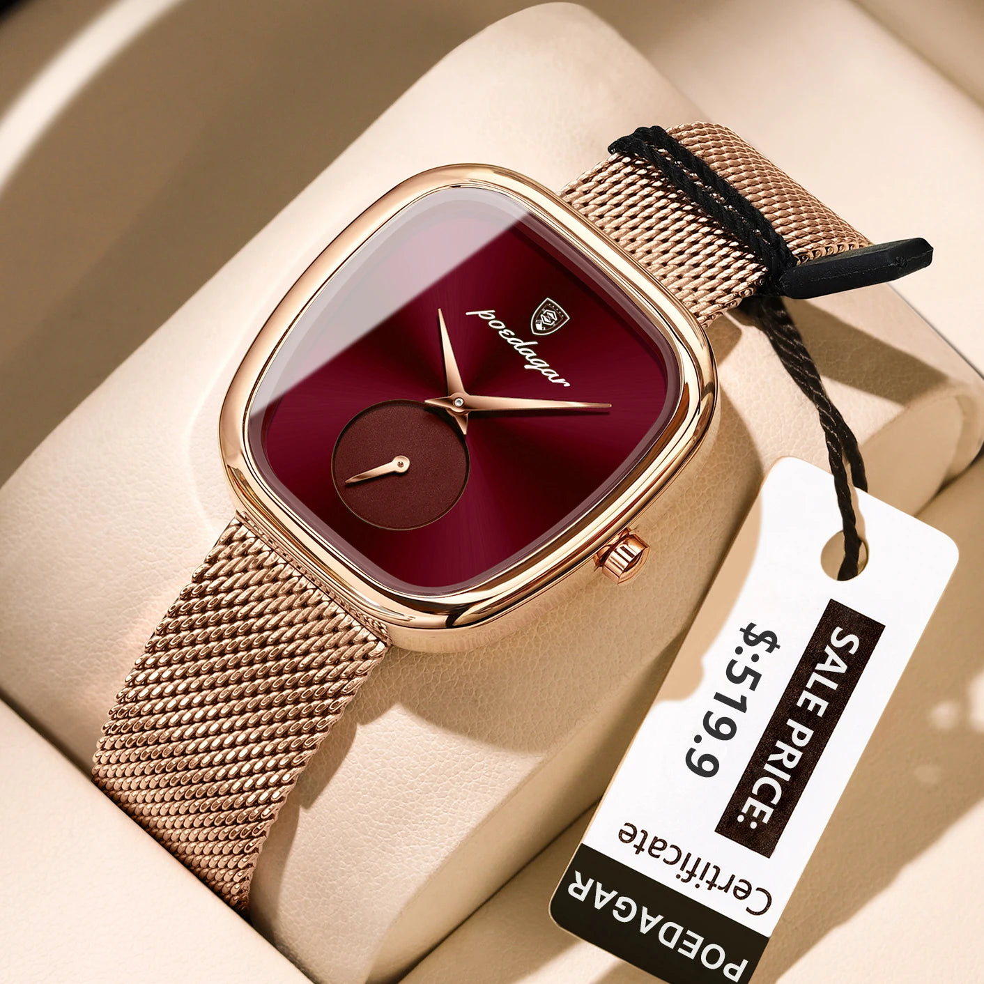 Luxury Elegant Women's Quartz Watch – Waterproof Stainless Steel Mesh Strap Timepiece