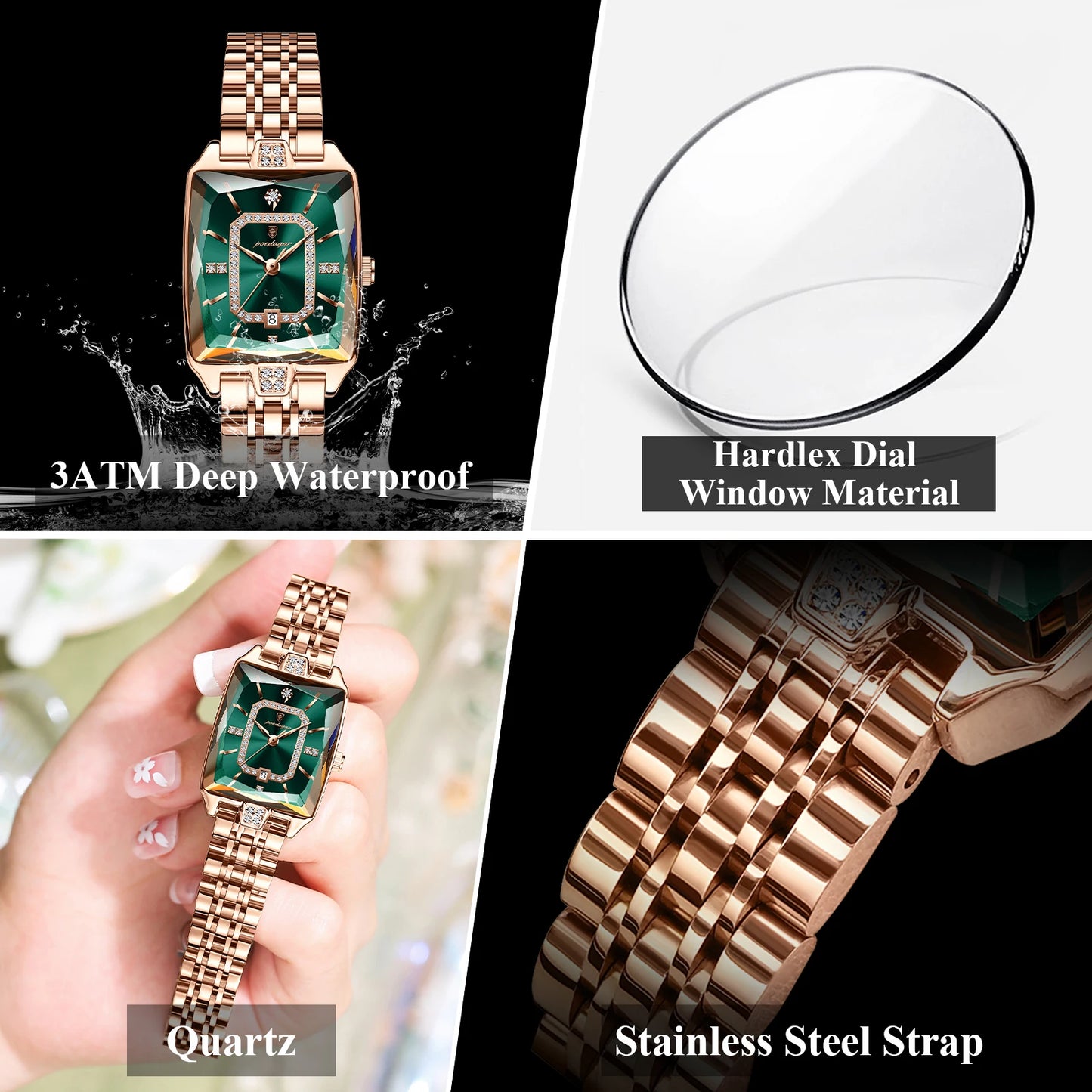 Women's Luxury High-Quality Quartz Watch – Waterproof Stainless Steel with Date Display + Gift Box