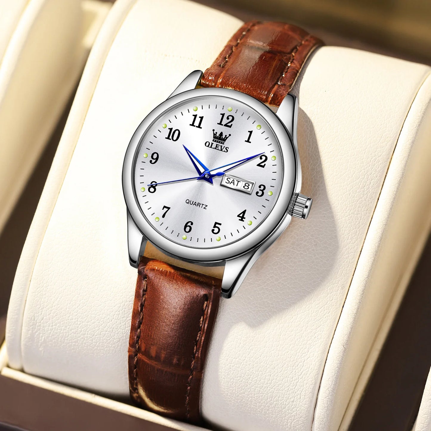 Radiant Elegance – Women's Waterproof Quartz Watch with Sleek Stainless Steel Band