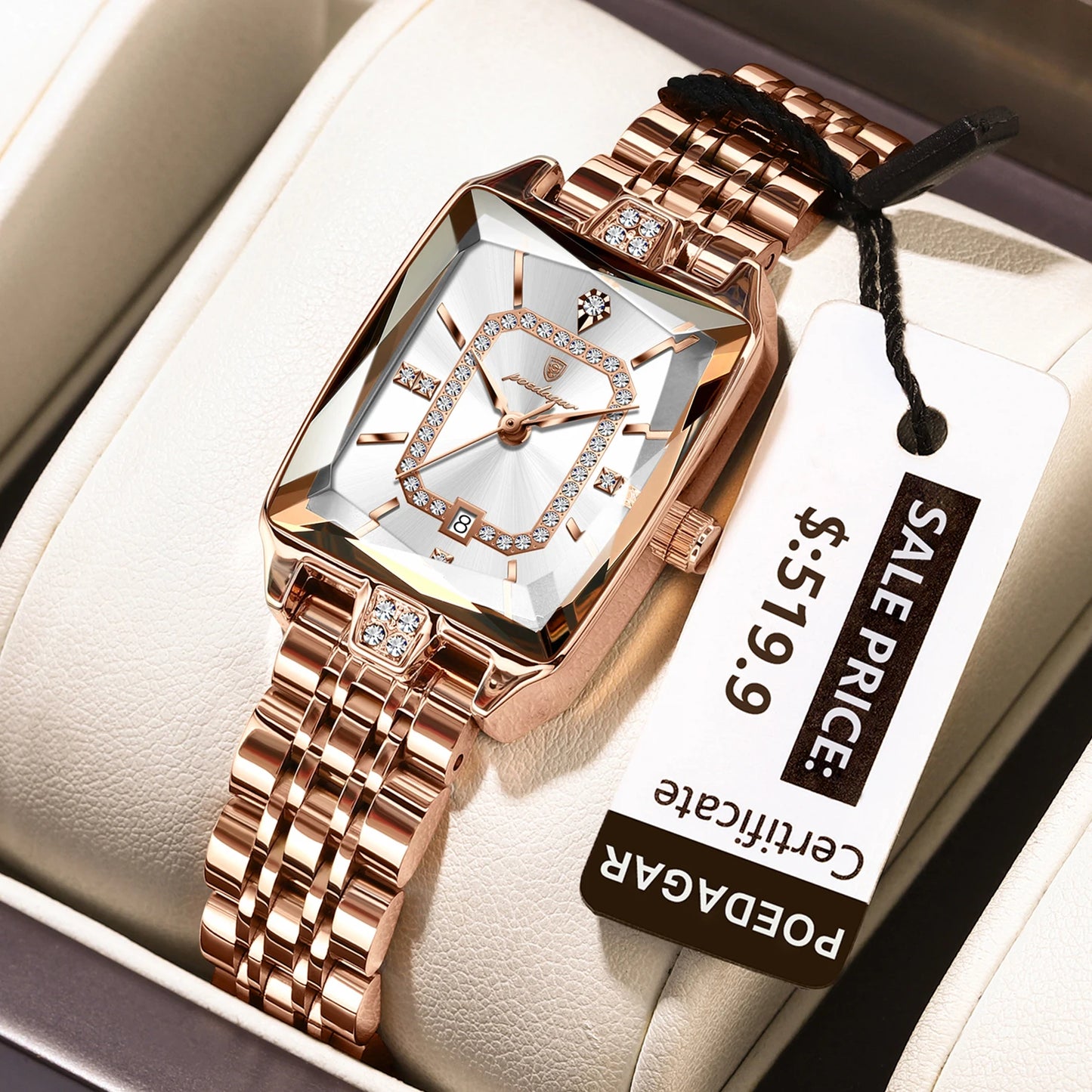 Women's Luxury High-Quality Quartz Watch – Waterproof Stainless Steel with Date Display + Gift Box