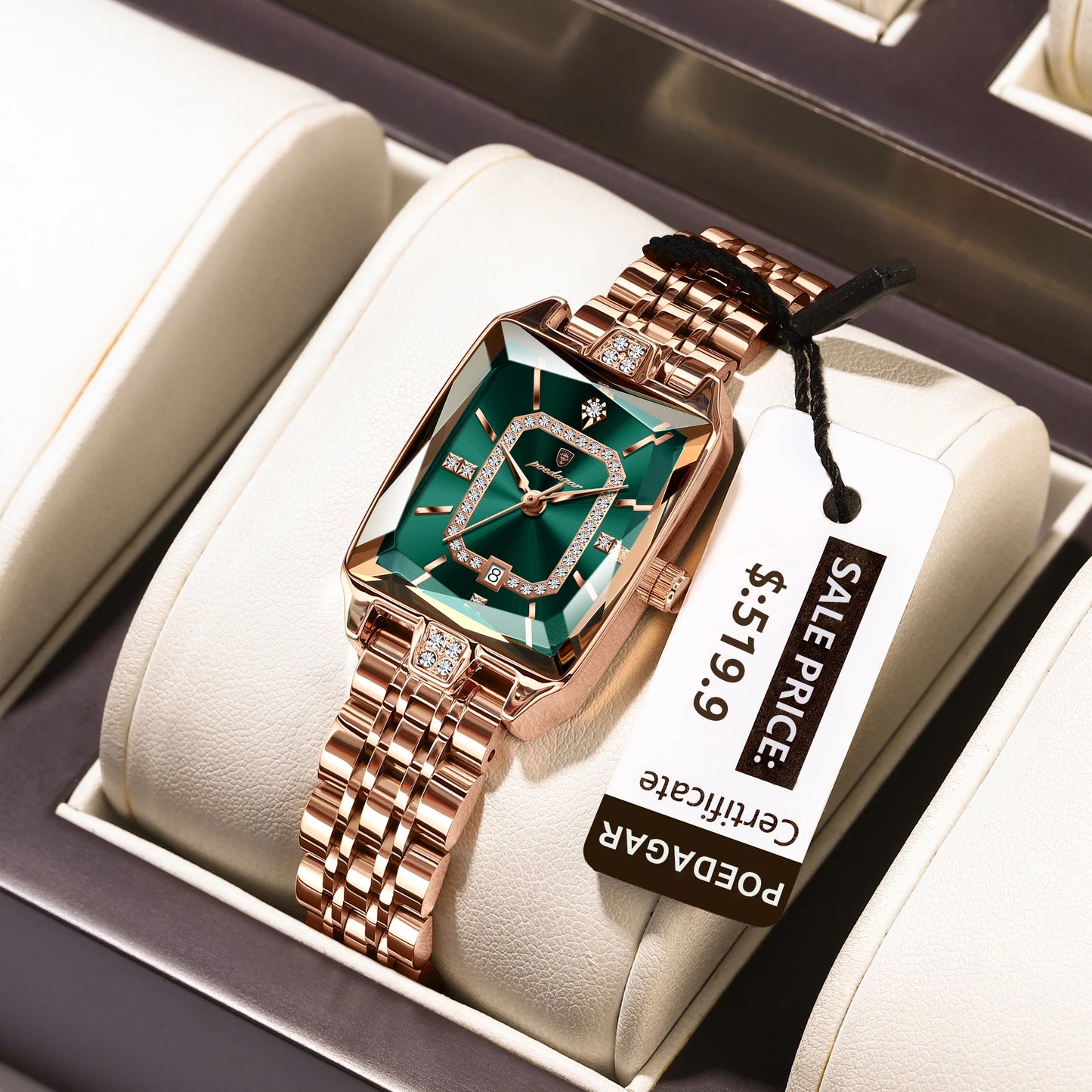 Women's Luxury High-Quality Quartz Watch – Waterproof Stainless Steel with Date Display + Gift Box