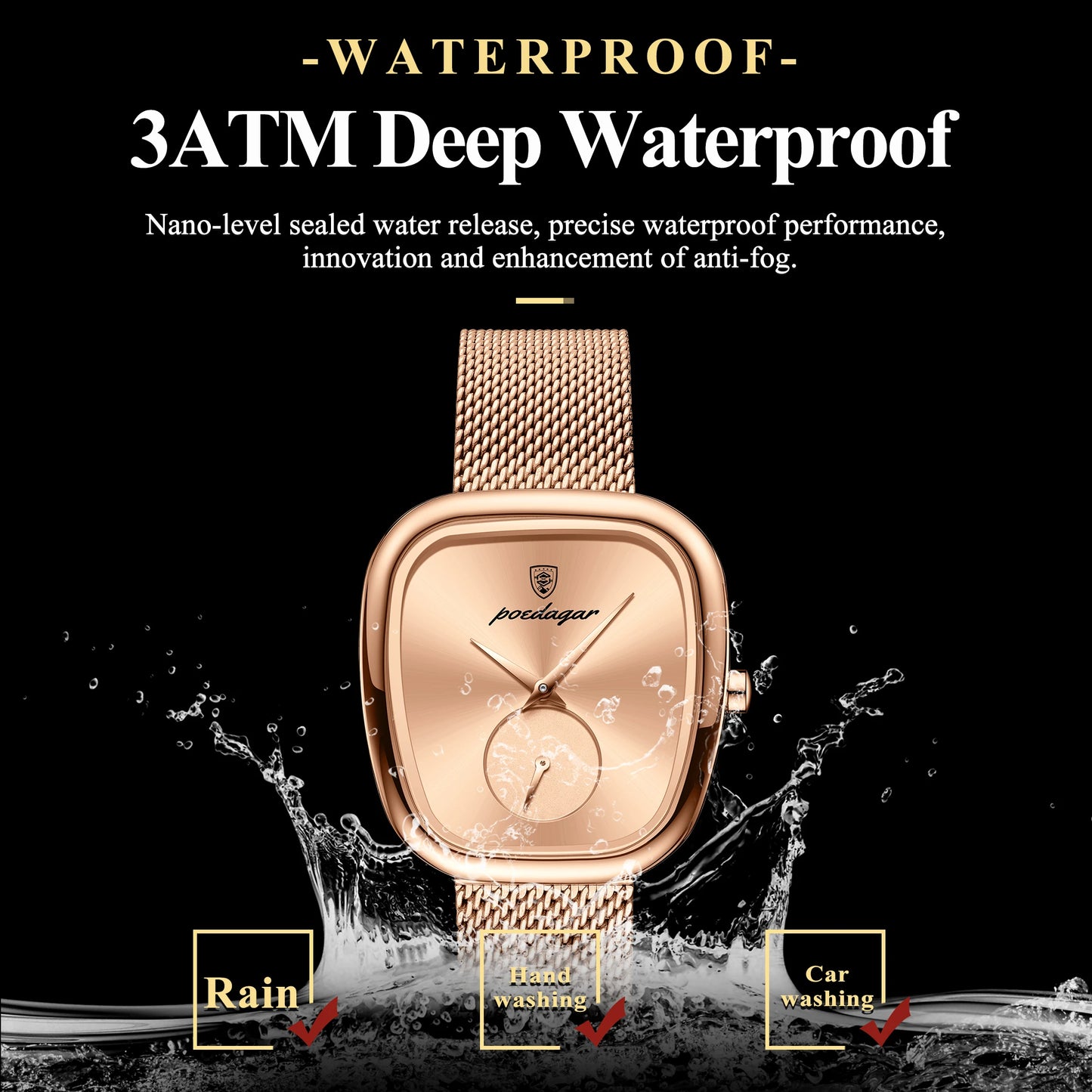 Luxury Elegant Women's Quartz Watch – Waterproof Stainless Steel Mesh Strap Timepiece
