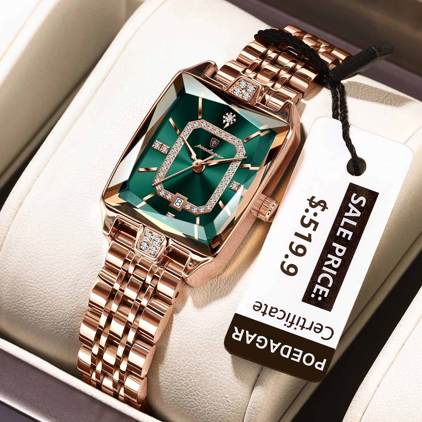 Women's Luxury High-Quality Quartz Watch – Waterproof Stainless Steel with Date Display + Gift Box