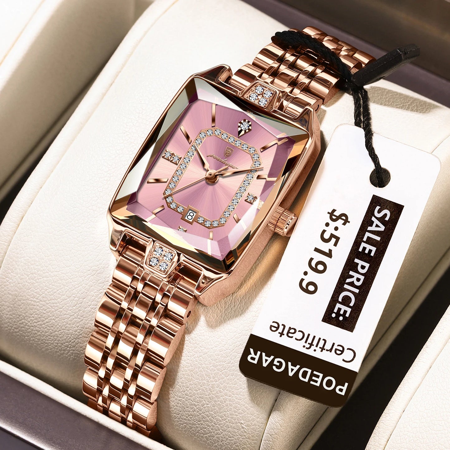 Women's Luxury High-Quality Quartz Watch – Waterproof Stainless Steel with Date Display + Gift Box