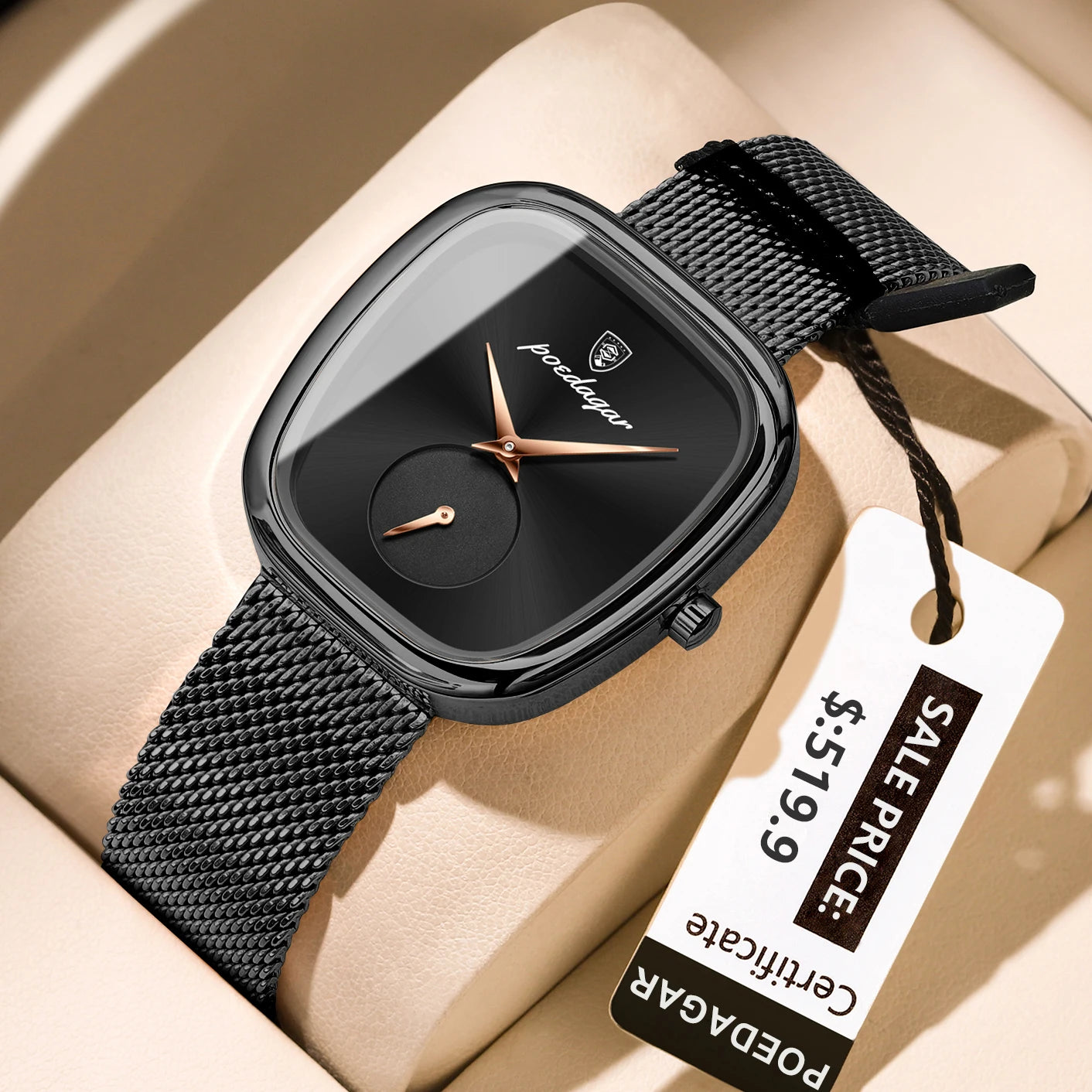 Luxury Elegant Women's Quartz Watch – Waterproof Stainless Steel Mesh Strap Timepiece