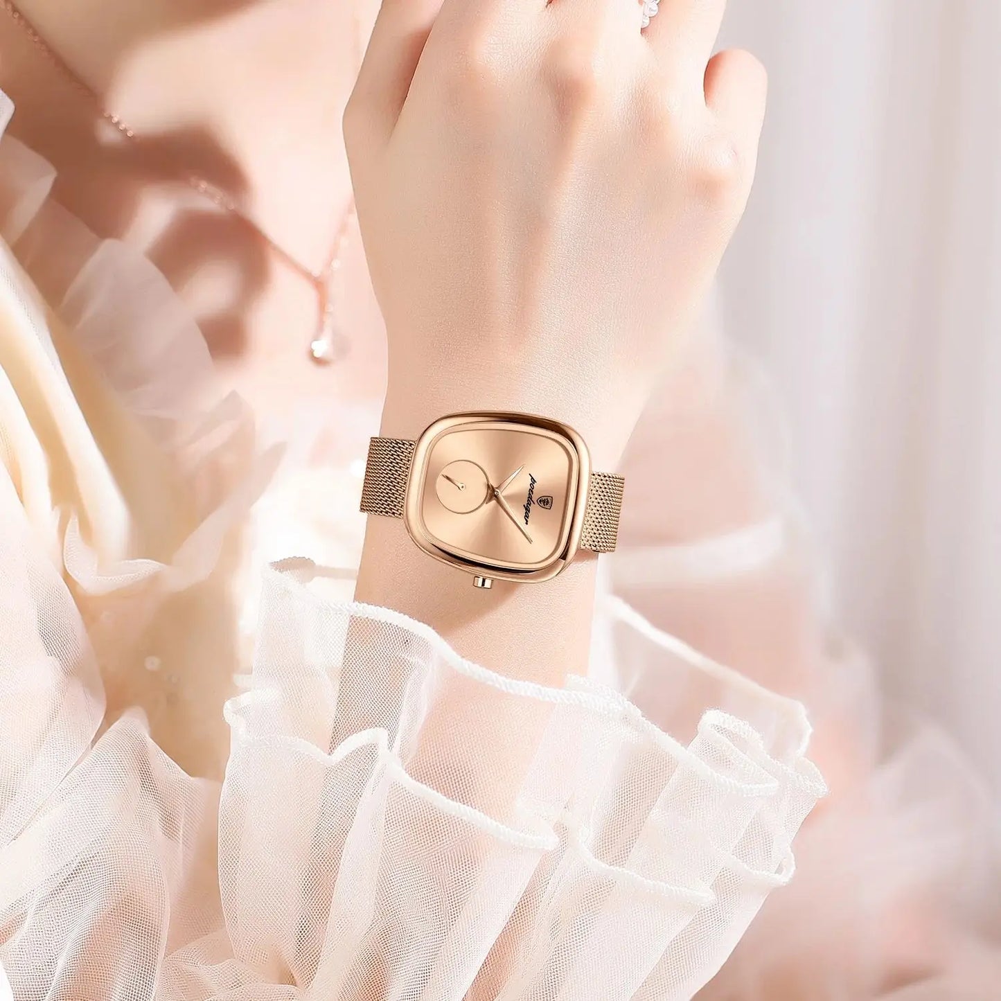 Luxury Elegant Women's Quartz Watch – Waterproof Stainless Steel Mesh Strap Timepiece