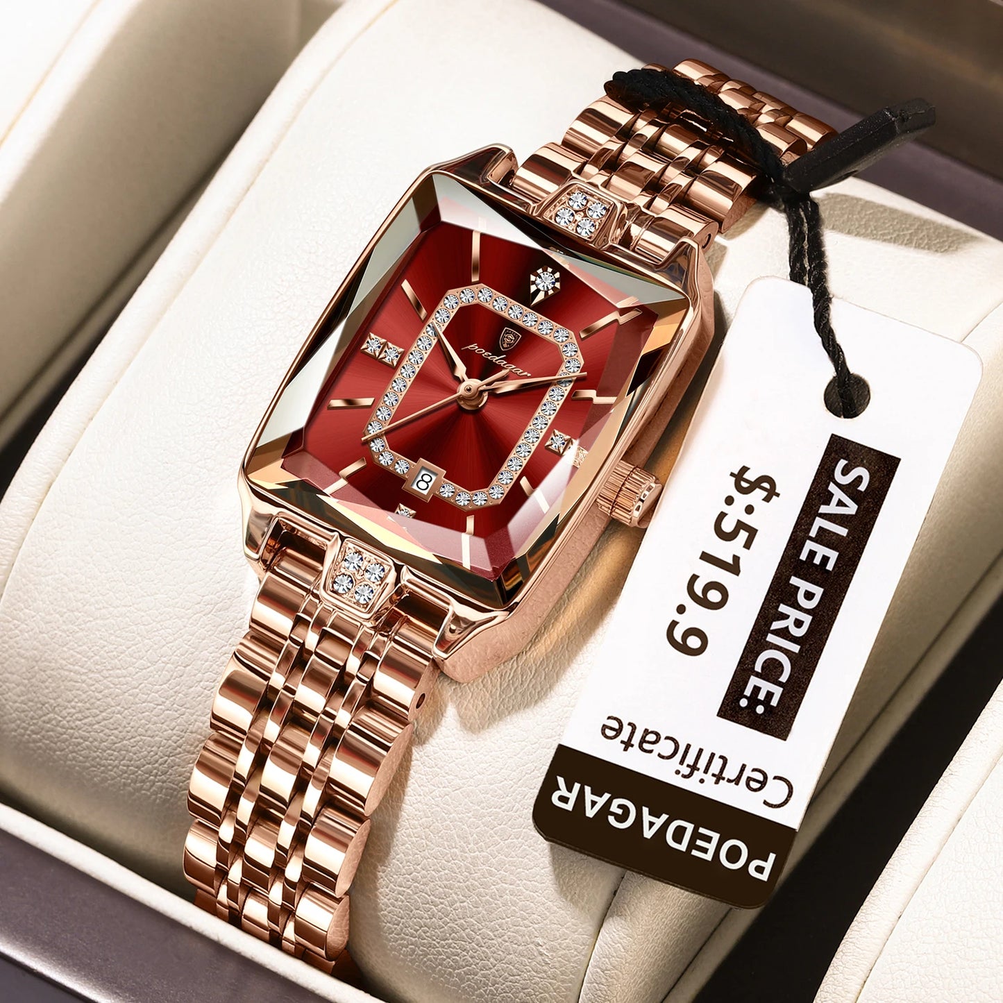 Women's Luxury High-Quality Quartz Watch – Waterproof Stainless Steel with Date Display + Gift Box