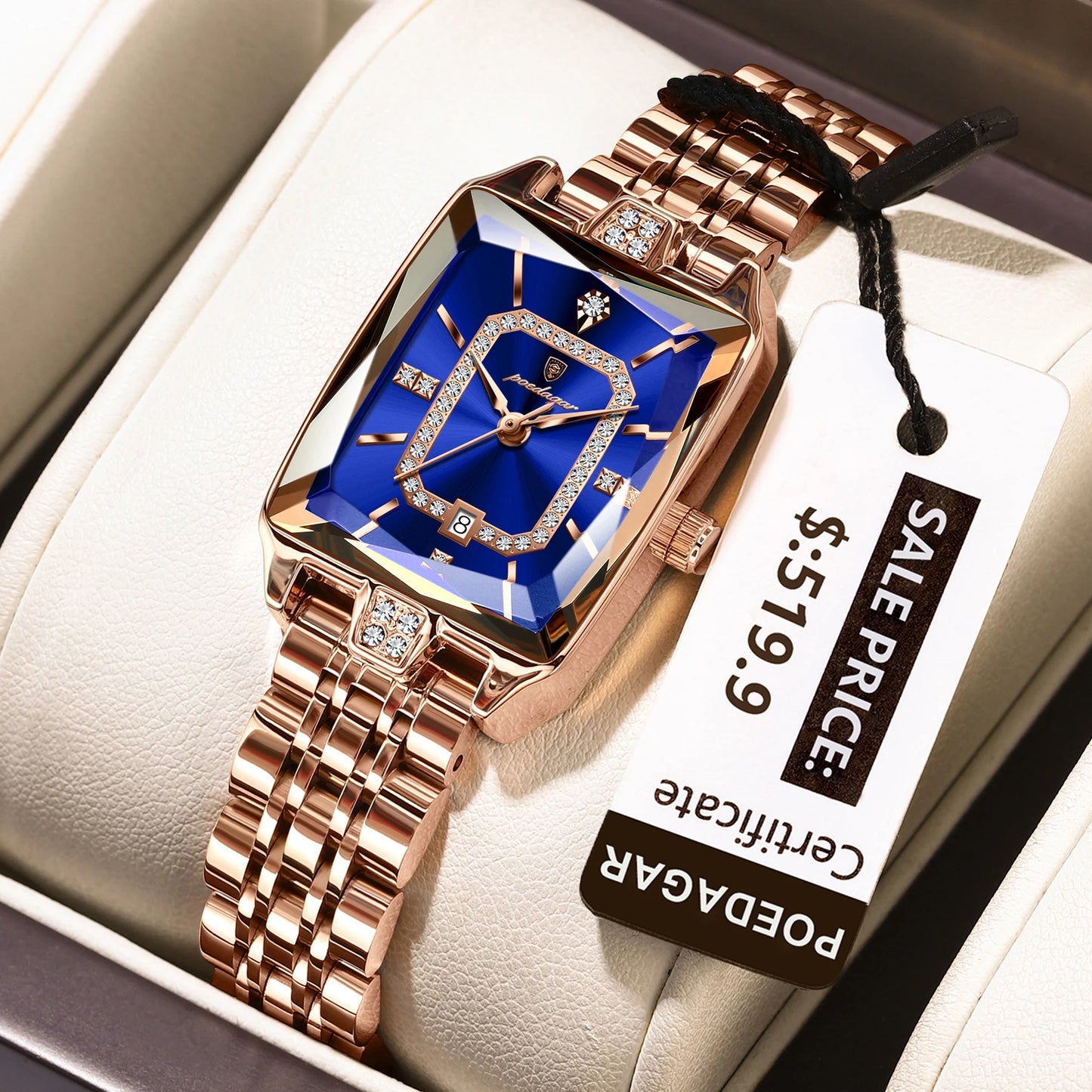 Women's Luxury High-Quality Quartz Watch – Waterproof Stainless Steel with Date Display + Gift Box