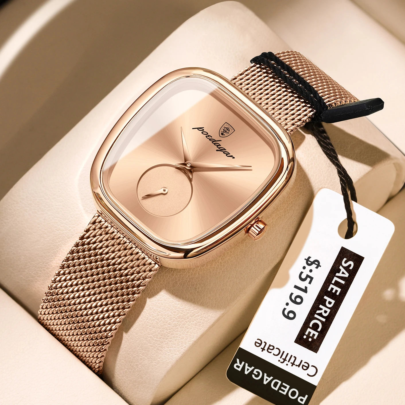Luxury Elegant Women's Quartz Watch – Waterproof Stainless Steel Mesh Strap Timepiece