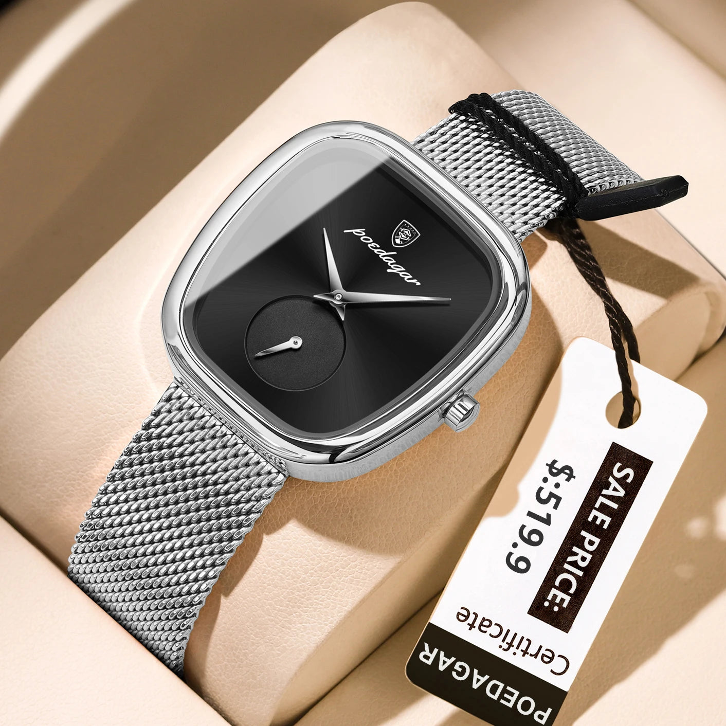 Luxury Elegant Women's Quartz Watch – Waterproof Stainless Steel Mesh Strap Timepiece