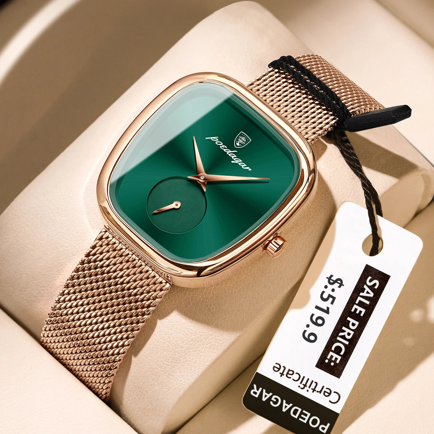 Luxury Elegant Women's Quartz Watch – Waterproof Stainless Steel Mesh Strap Timepiece