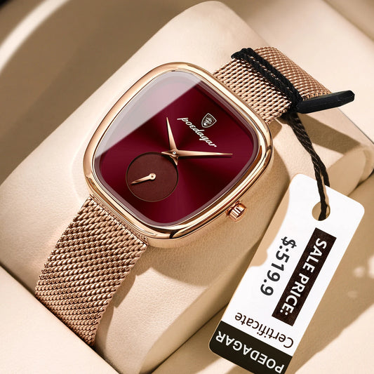 Luxury Elegant Women's Quartz Watch – Waterproof Stainless Steel Mesh Strap Timepiece