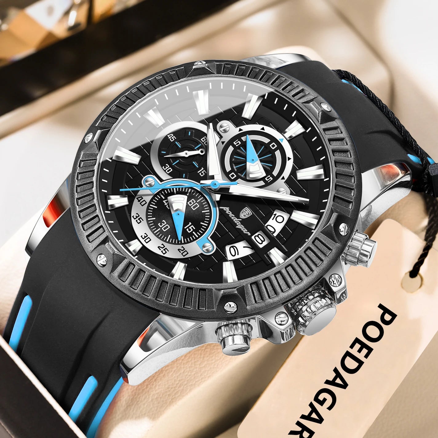Titan Edge – Men's Chronograph Sport Watch with Silicone Strap & Luminous Dial