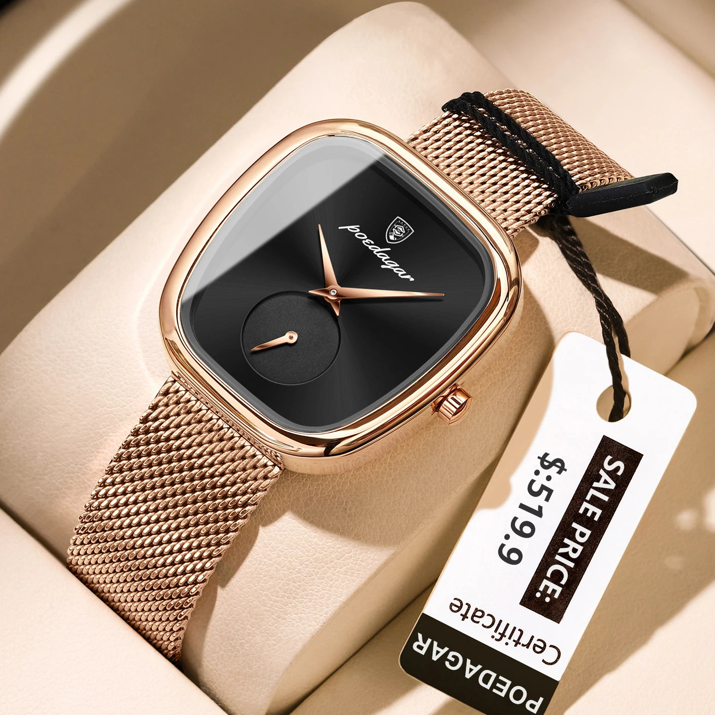 Luxury Elegant Women's Quartz Watch – Waterproof Stainless Steel Mesh Strap Timepiece