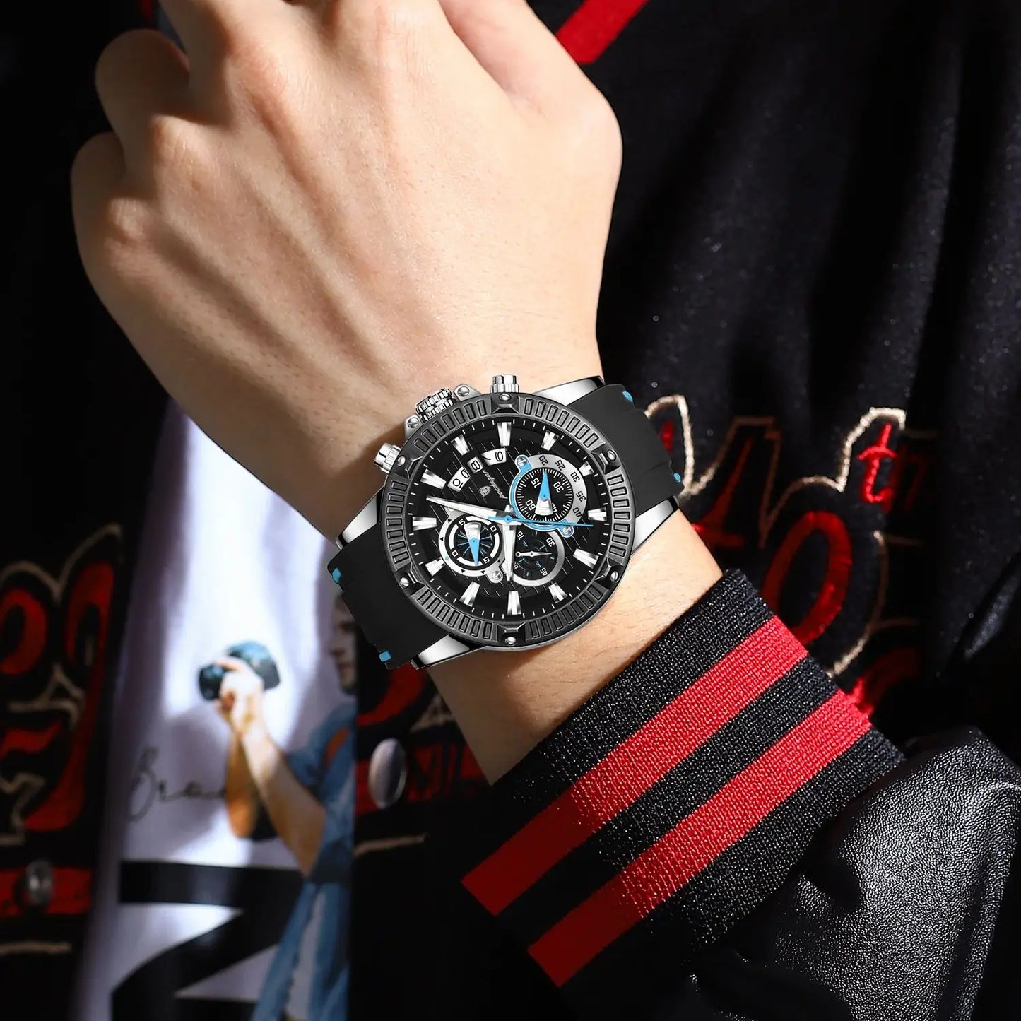 Titan Edge – Men's Chronograph Sport Watch with Silicone Strap & Luminous Dial