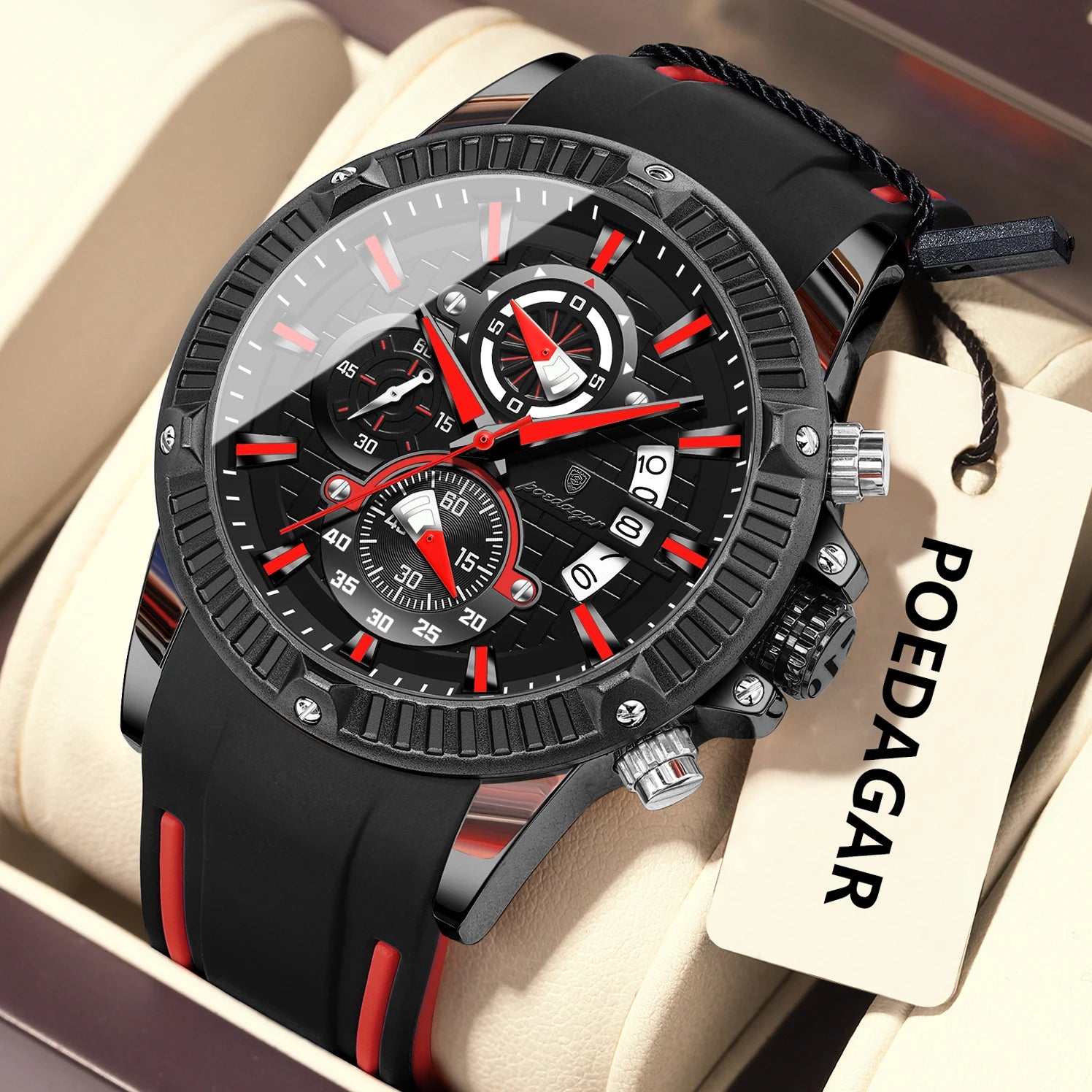 Titan Edge – Men's Chronograph Sport Watch with Silicone Strap & Luminous Dial