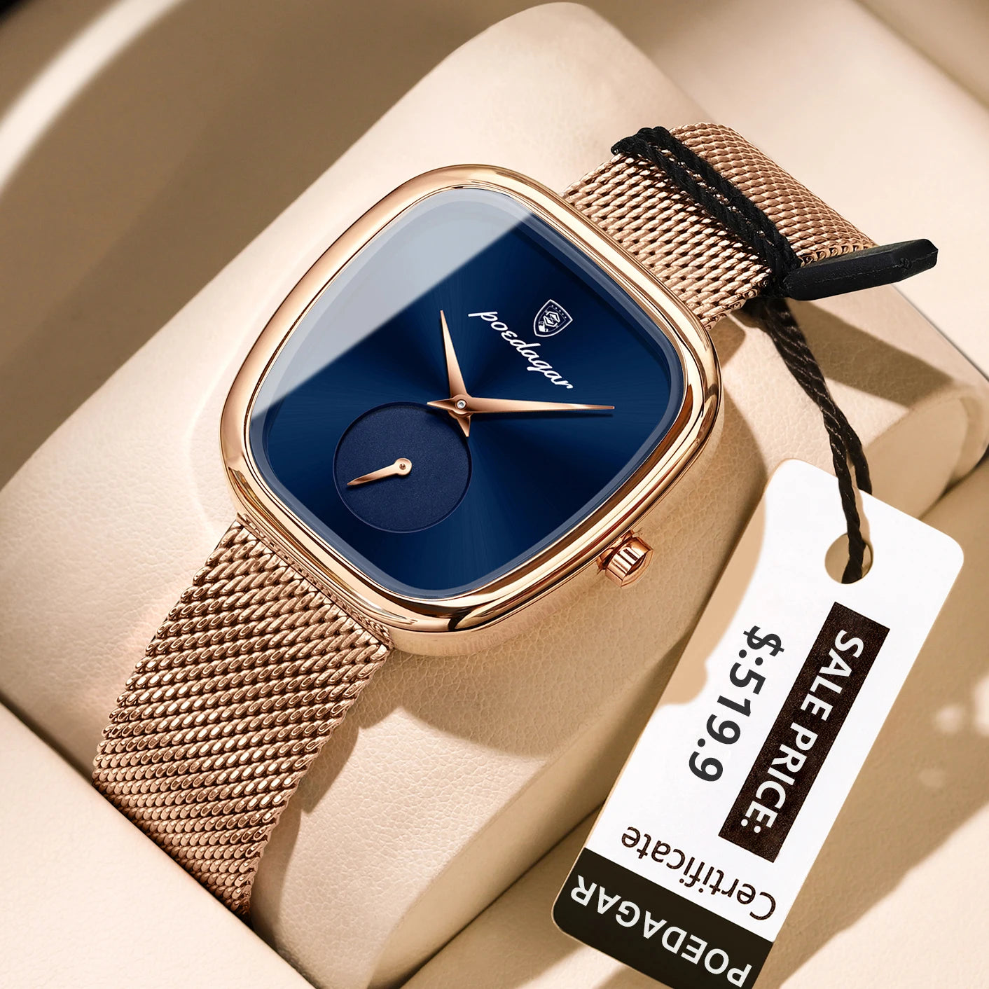 Luxury Elegant Women's Quartz Watch – Waterproof Stainless Steel Mesh Strap Timepiece